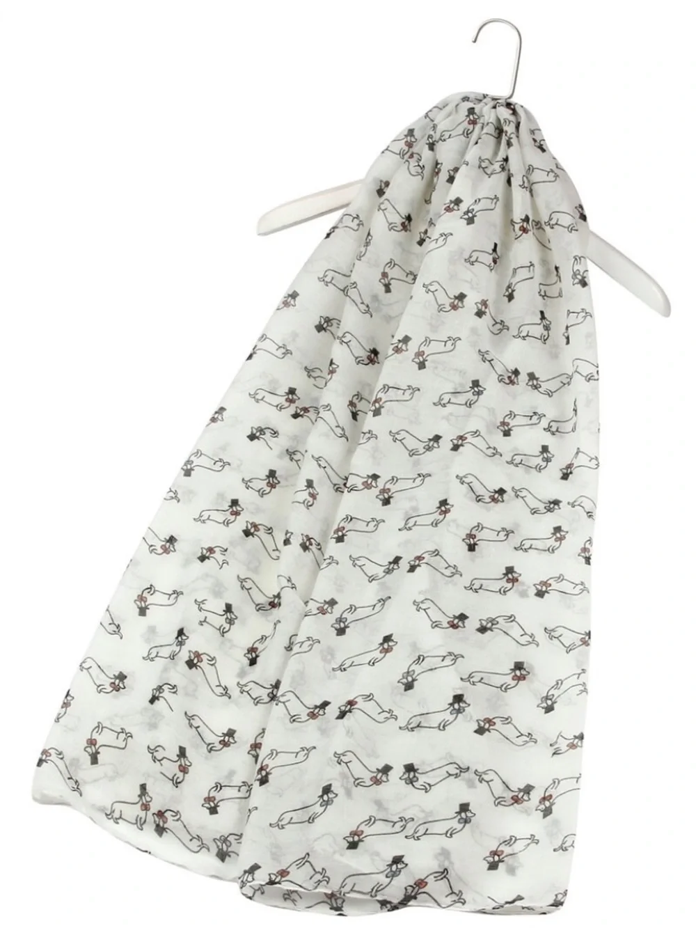 Daschund Novelty Print Gauze Large Scarf Travel Wrap